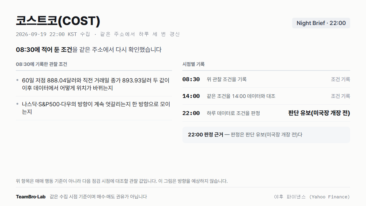 코스트코(COST) 조건 점검 기록