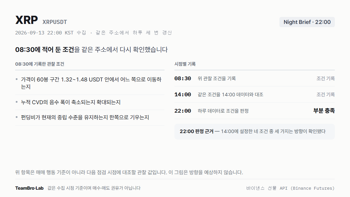 XRP 조건 점검 기록